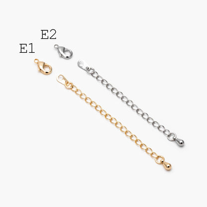 10pcs Gold/ Silver Tone Lobster Claw Clasps with Extender Chain , Gold/ Rhodium plated Brass, Necklace Bracelet Extension Chain (GB-100)
