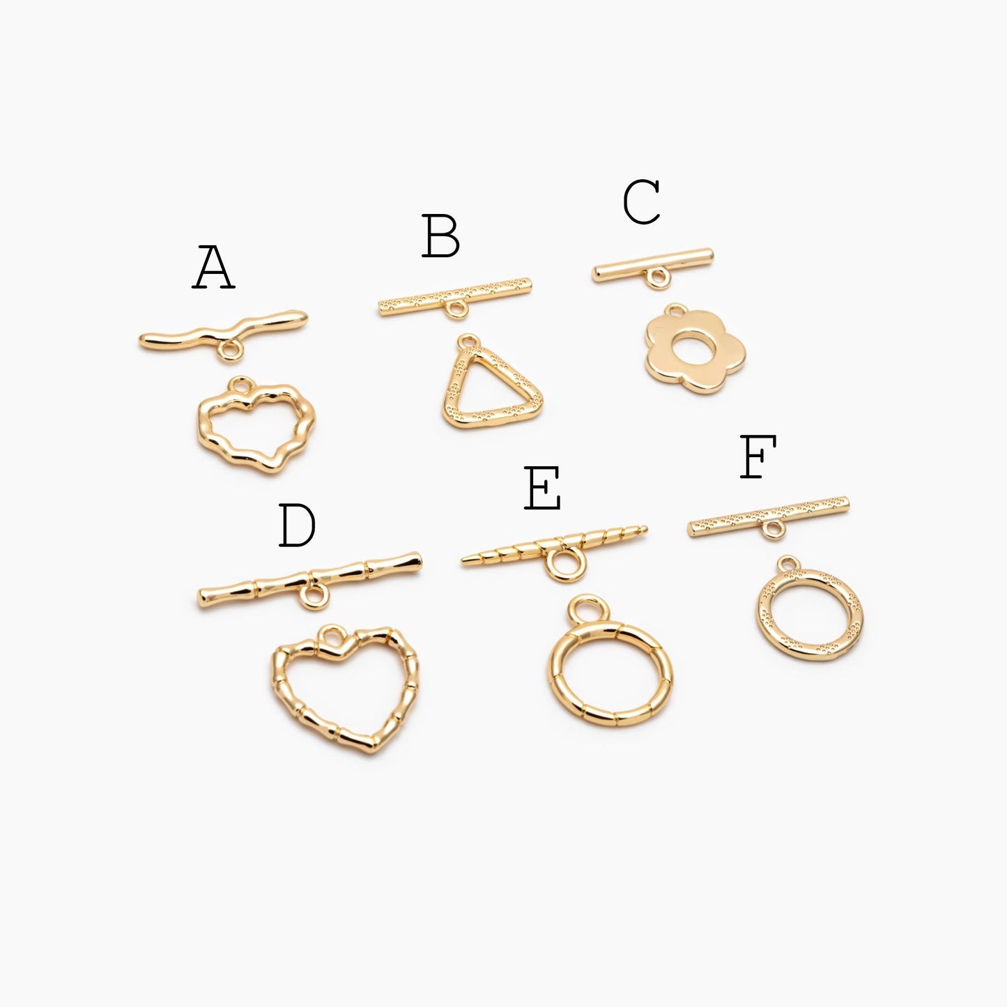 10pcs Gold Toggle Clasp, Jewelry Clasp, 18K Gold Plated Brass, Close Clasp (GB-1285)