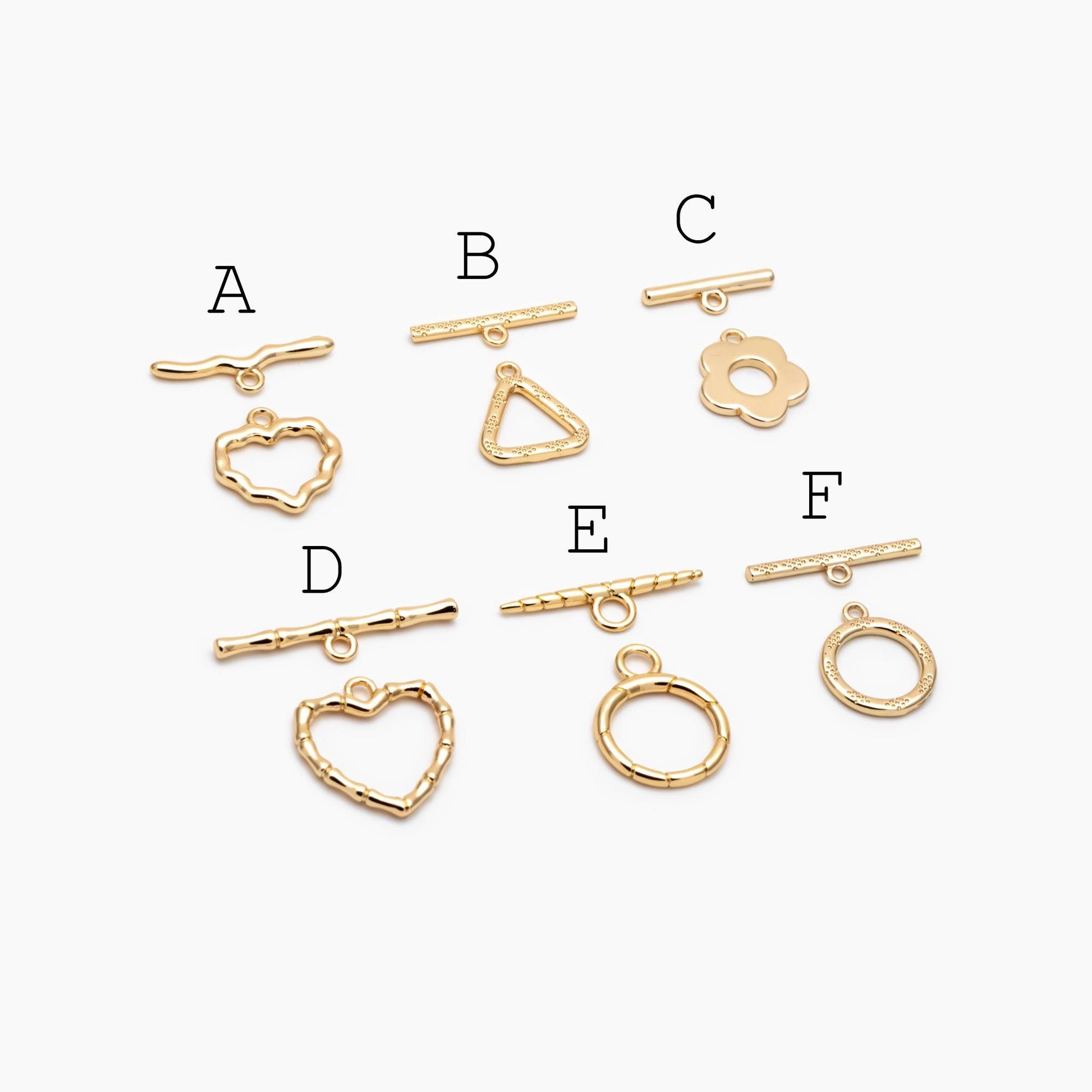 10pcs Gold Toggle Clasp, Jewelry Clasp, 18K Gold Plated Brass, Close Clasp (GB-1285)