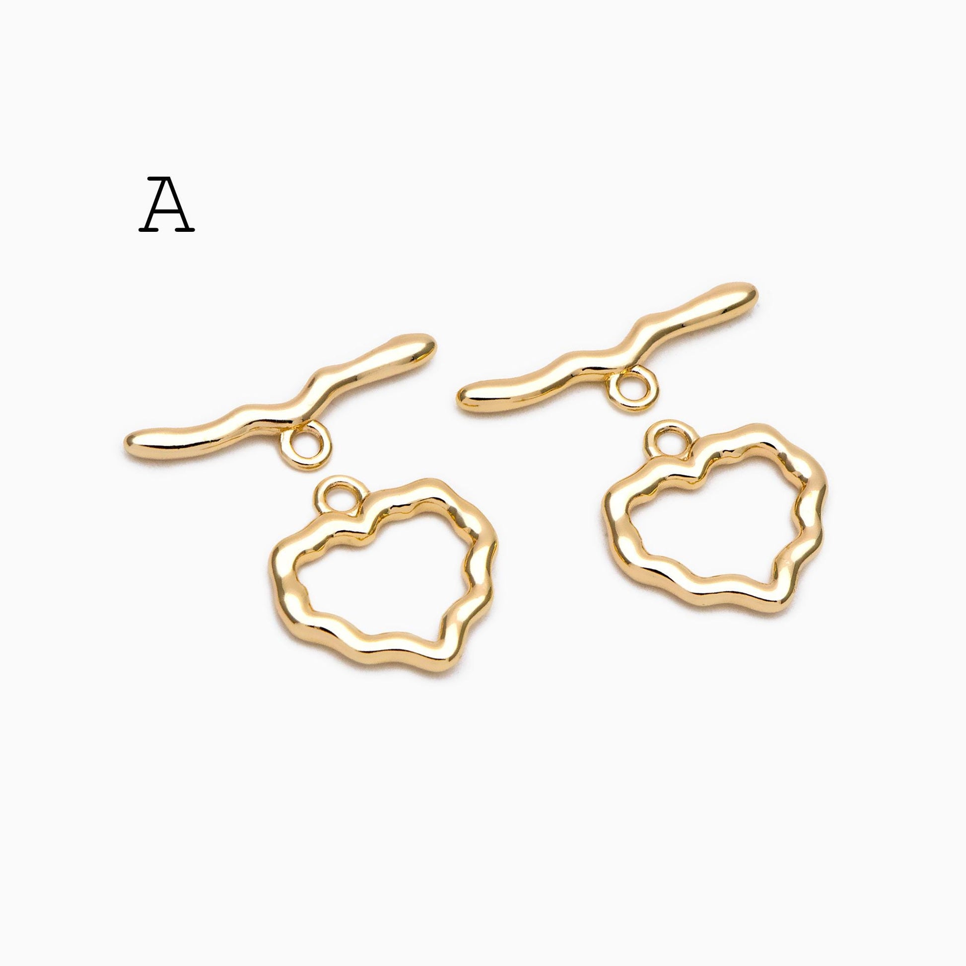 10pcs Gold Toggle Clasp, Jewelry Clasp, 18K Gold Plated Brass, Close Clasp (GB-1285)