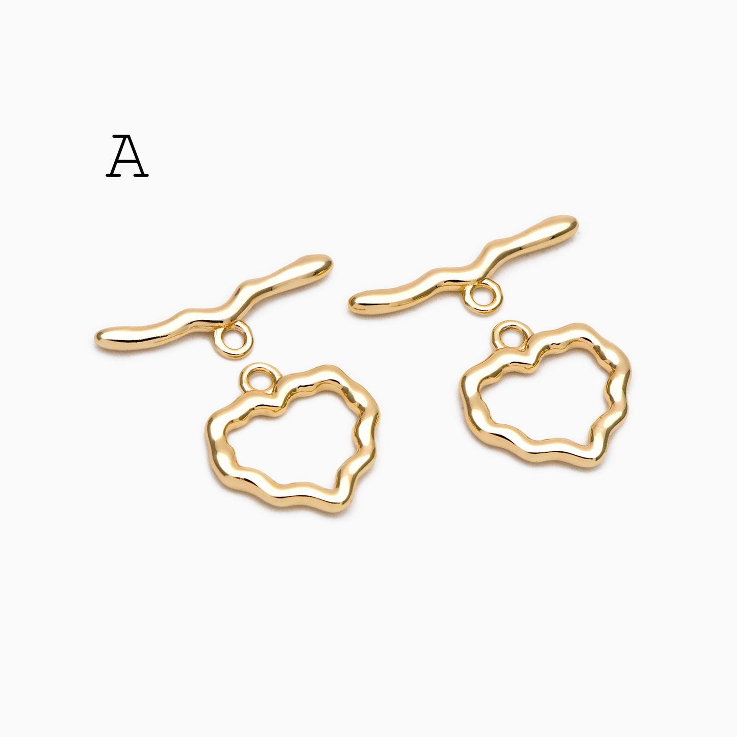 10pcs Gold Toggle Clasp, Jewelry Clasp, 18K Gold Plated Brass, Close Clasp (GB-1285)