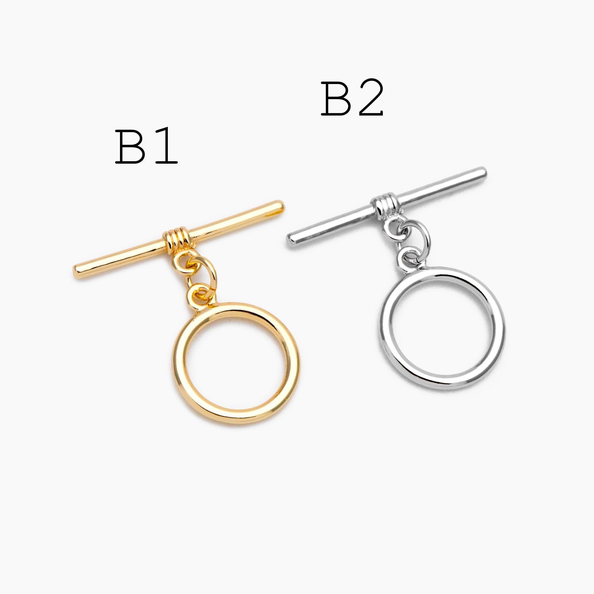 10 sets Gold/ Silver Tone Toggle Clasp, Real Gold/ Rhodium plated Brass, Close Clasp (#GB-1543)