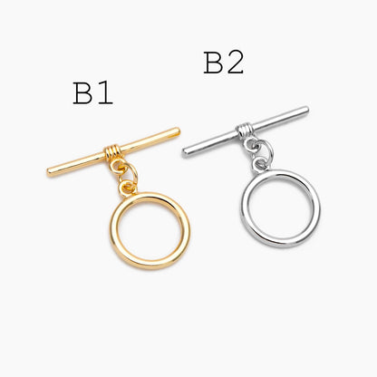 10 sets Gold/ Silver Tone Toggle Clasp, Real Gold/ Rhodium plated Brass, Close Clasp (#GB-1543)