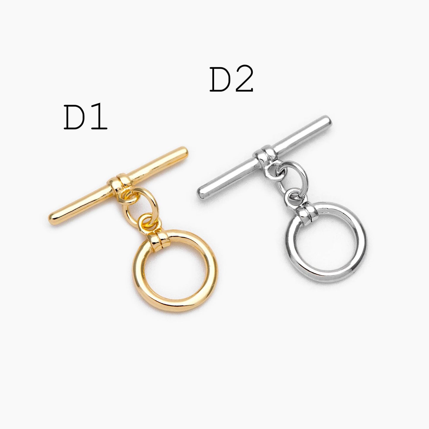 10 sets Gold/ Silver Tone Toggle Clasp, Real Gold/ Rhodium plated Brass, Close Clasp (#GB-1543)