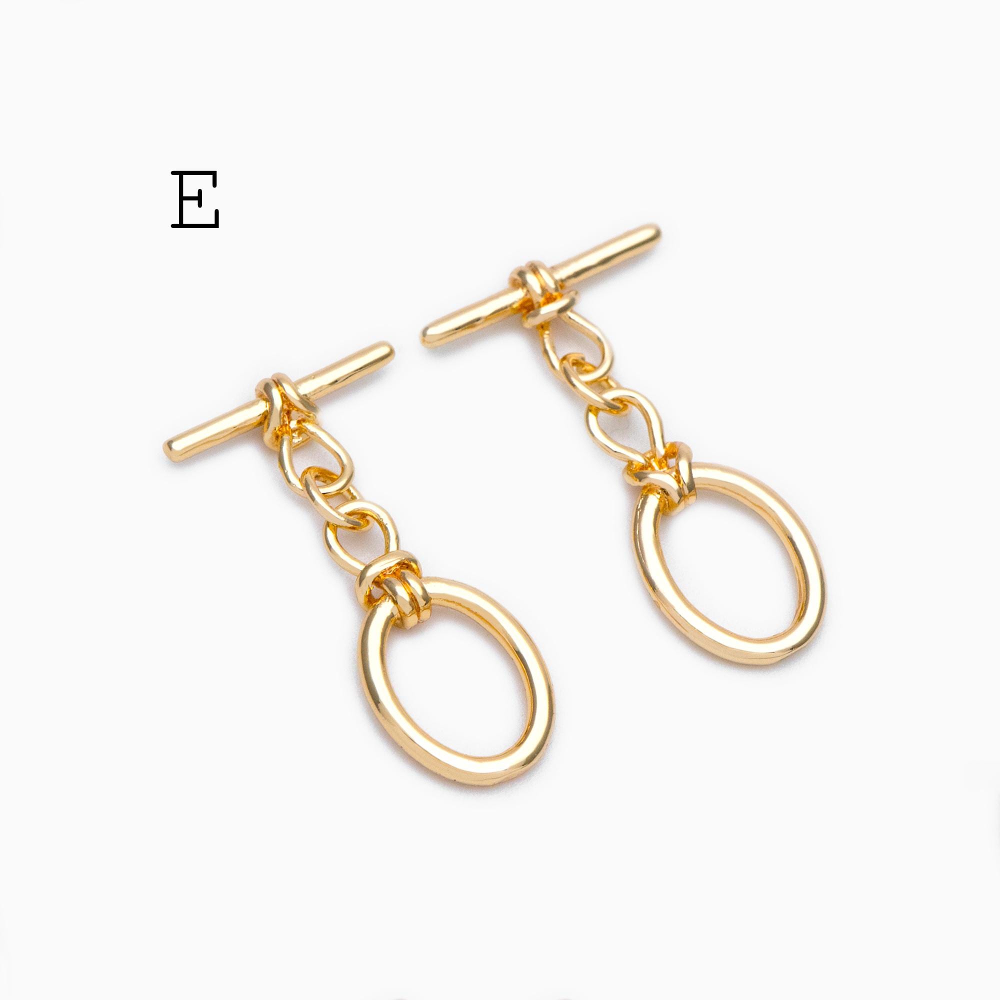 10 sets Gold/ Silver Tone Toggle Clasp, Real Gold/ Rhodium plated Brass, Close Clasp (#GB-1543)