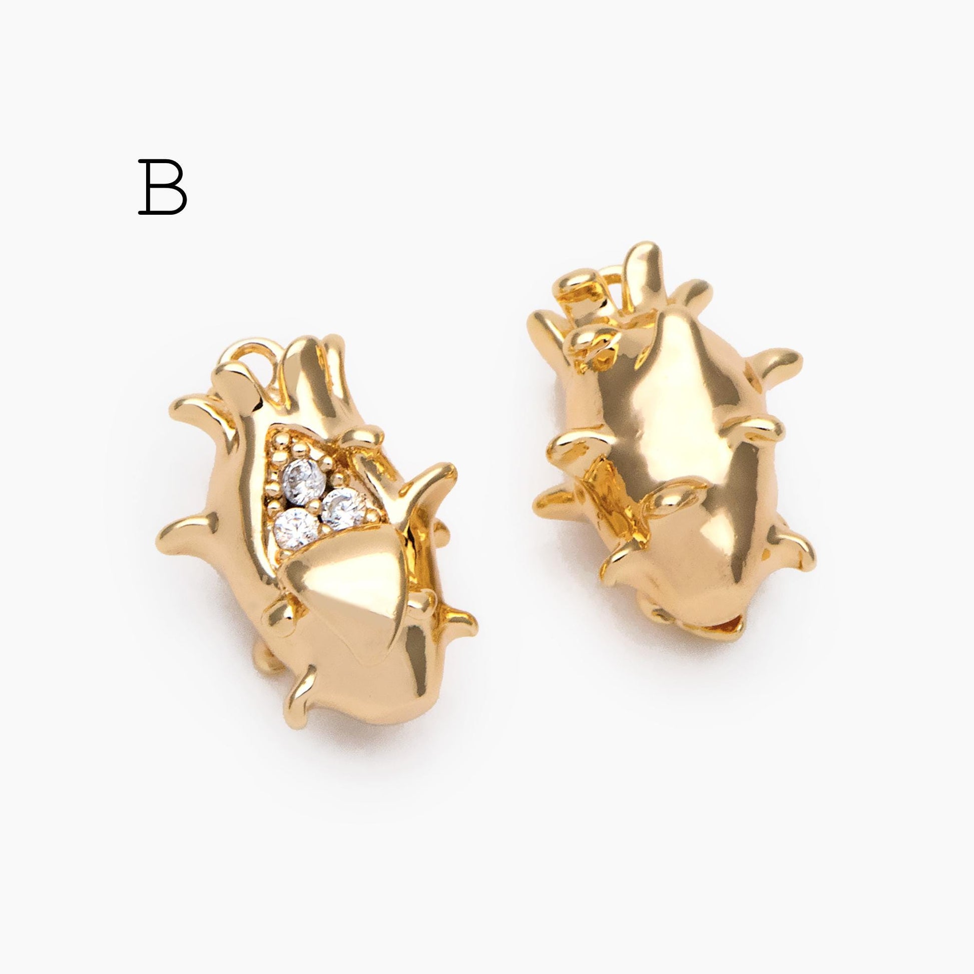 4pcs CZ pave Gold Durian/ Dragon Fruit/ Pomegranate Charms, Gold plated Brass, Dainty Fruit Charms (GB-4355)