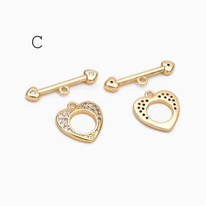 4pcs CZ Pave Gold Toggle Clasp, Jewelry Clasp, 18K Gold Plated, Close Clasp (GB-3544)