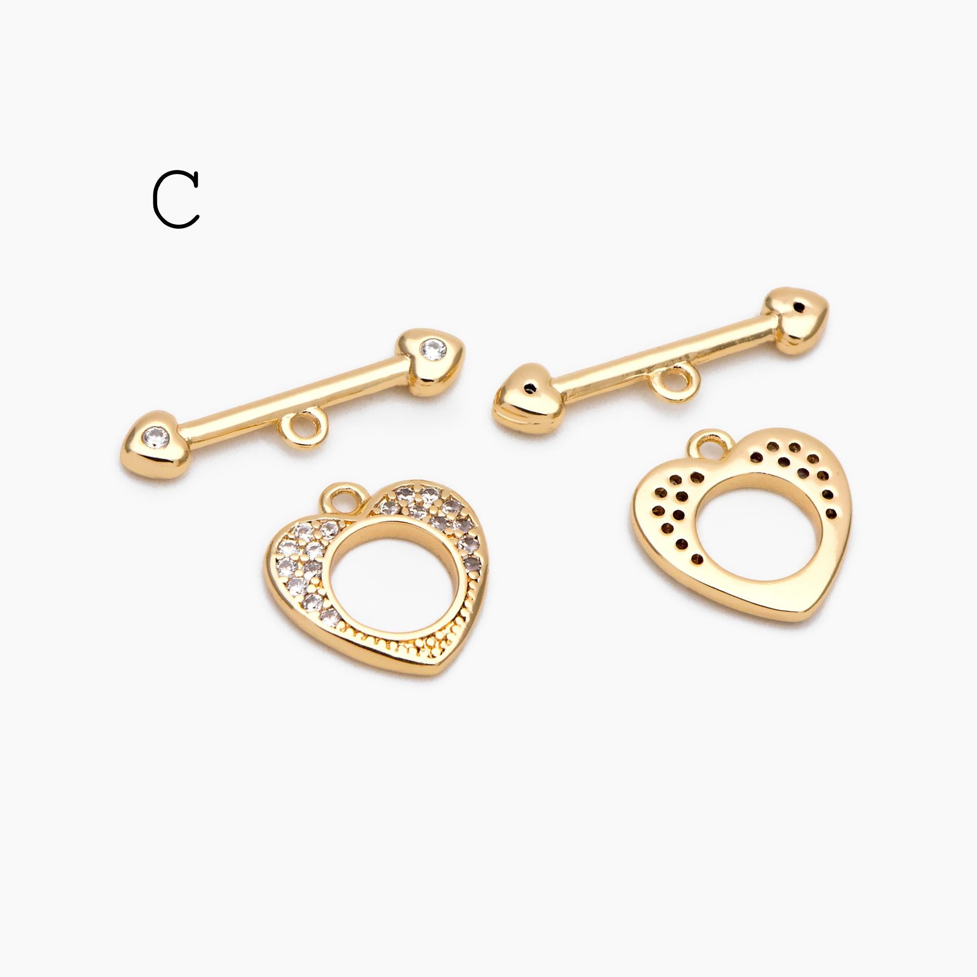 4pcs CZ Pave Gold Toggle Clasp, Jewelry Clasp, 18K Gold Plated, Close Clasp (GB-3544)