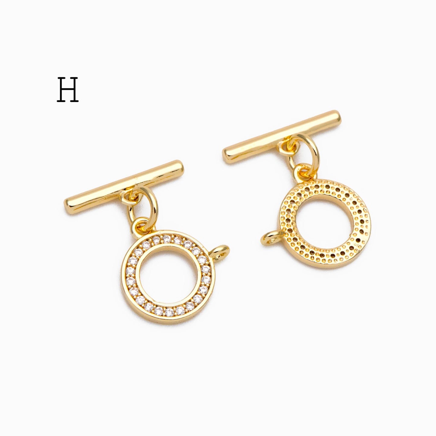4pcs CZ Pave Gold Toggle Clasp, Jewelry Clasp, 18K Gold Plated, Close Clasp (GB-3544)