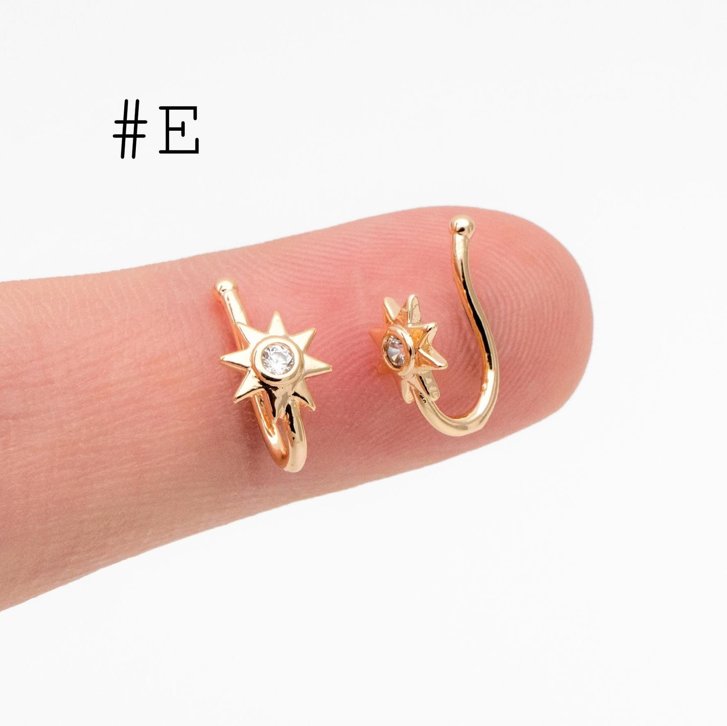 4pcs Gold Nose Cuff, Non Piercing Ear Cuff, Gold plated Brass, Adjustable Fake Nose Rings, Dainty Nose Jewelry (GB-3709)