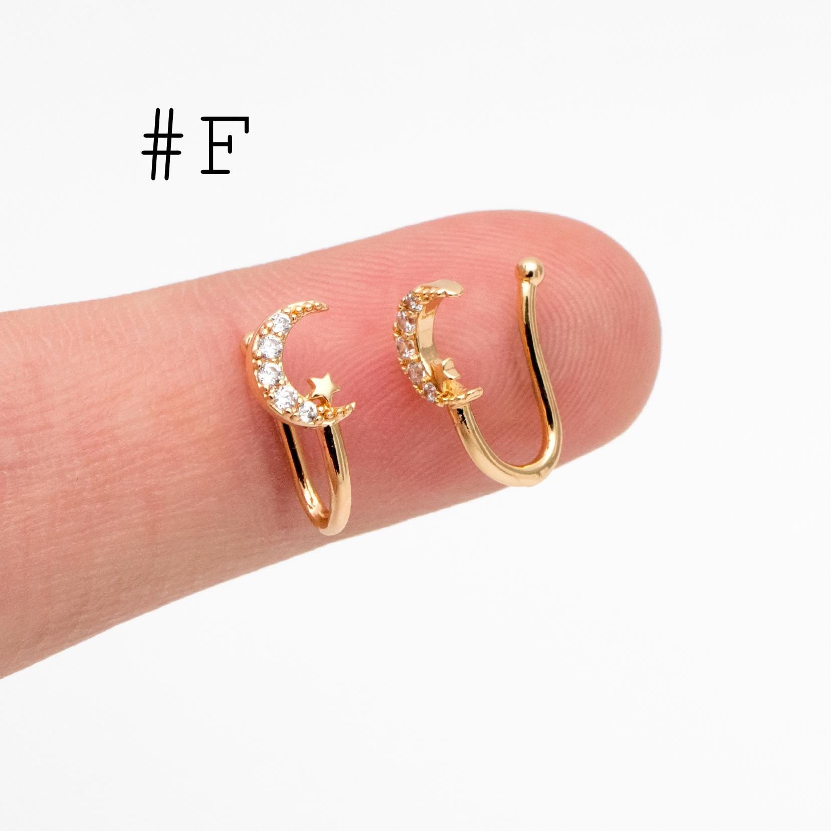 4pcs Gold Nose Cuff, Non Piercing Ear Cuff, Gold plated Brass, Adjustable Fake Nose Rings, Dainty Nose Jewelry (GB-3709)