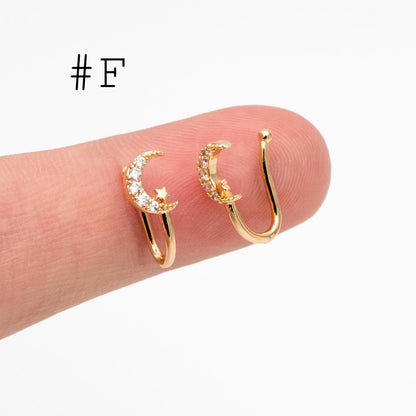 4pcs Gold Nose Cuff, Non Piercing Ear Cuff, Gold plated Brass, Adjustable Fake Nose Rings, Dainty Nose Jewelry (GB-3709)