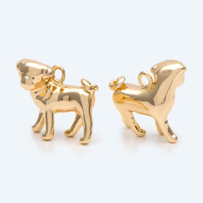 10pcs Gold 3D Dog Charm, Jewelry Making, Diy Material, Jewelry Supplies (GB-2668-C)