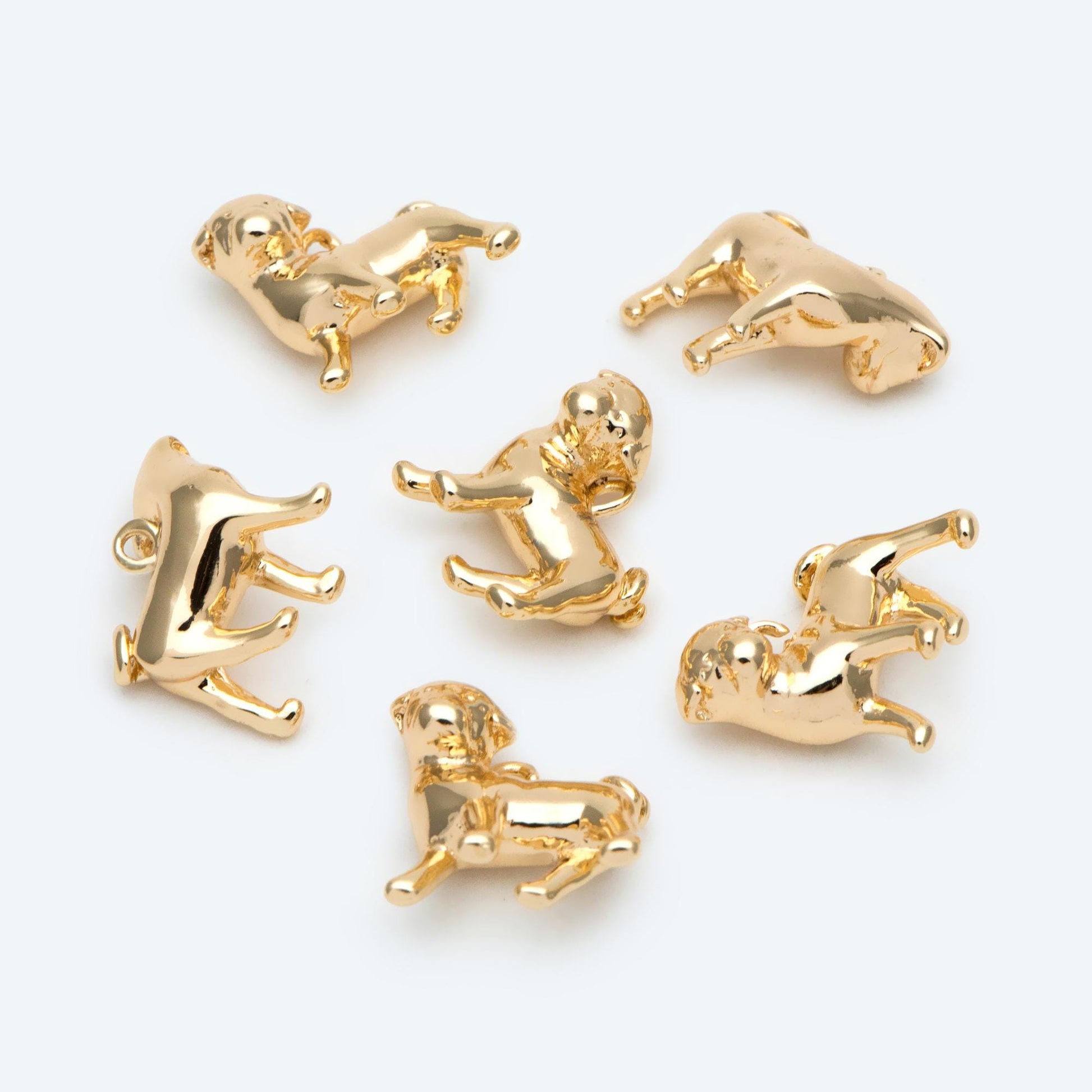 10pcs Gold 3D Dog Charm, Jewelry Making, Diy Material, Jewelry Supplies (GB-2668-C)