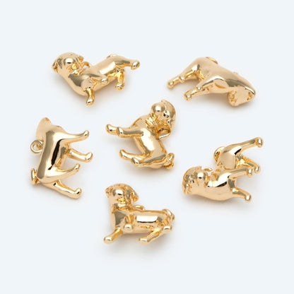 10pcs Gold 3D Dog Charm, Jewelry Making, Diy Material, Jewelry Supplies (GB-2668-C)