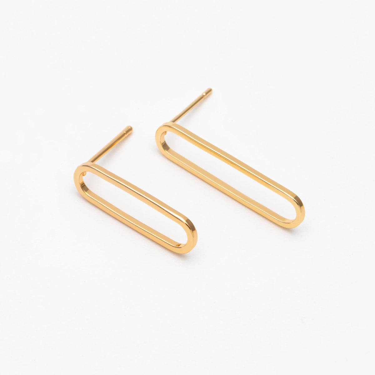 10pcs Long Oval Hoop Ear Posts, 18K Gold/ Rhodium plated Brass, Geometric Stud Earring, 20mm / 25mm, DIY Ear Wire Findings (GB-711)