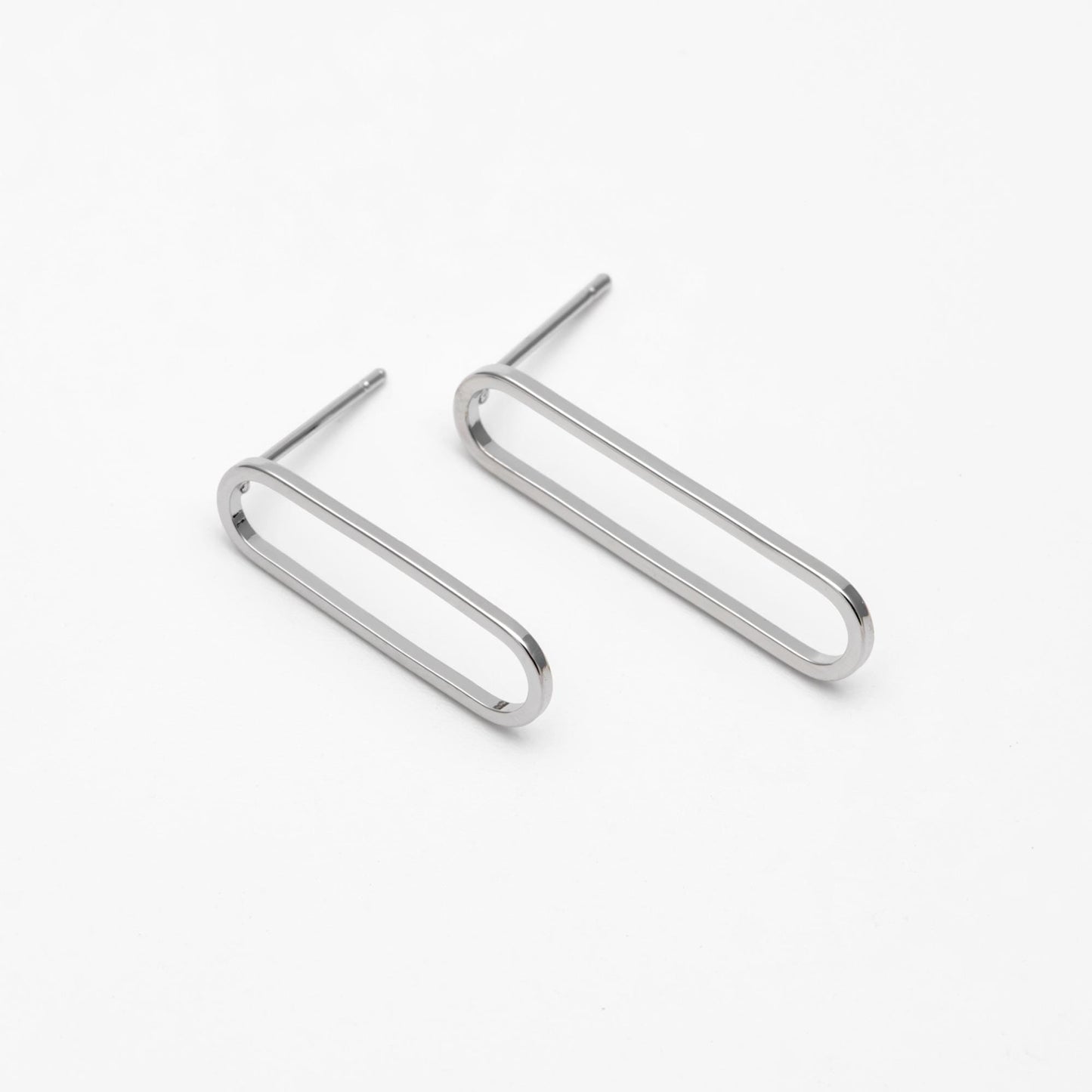 10pcs Long Oval Hoop Ear Posts, 18K Gold/ Rhodium plated Brass, Geometric Stud Earring, 20mm / 25mm, DIY Ear Wire Findings (GB-711)