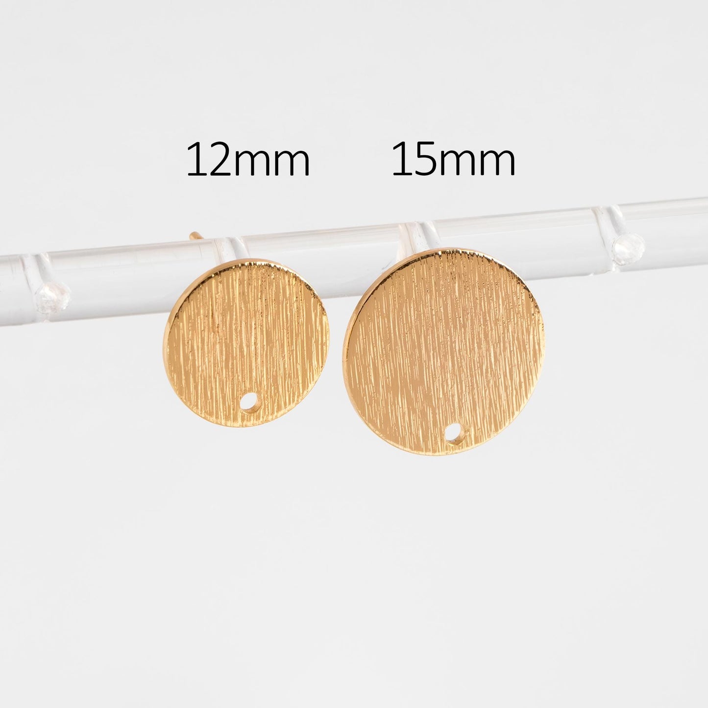 10pcs Brushed Gold/ Silver Disc Earring Post 12/ 15mm, Geometric Minimalist Coin Earring, Round Disk Stud Earring (#GB-4656)