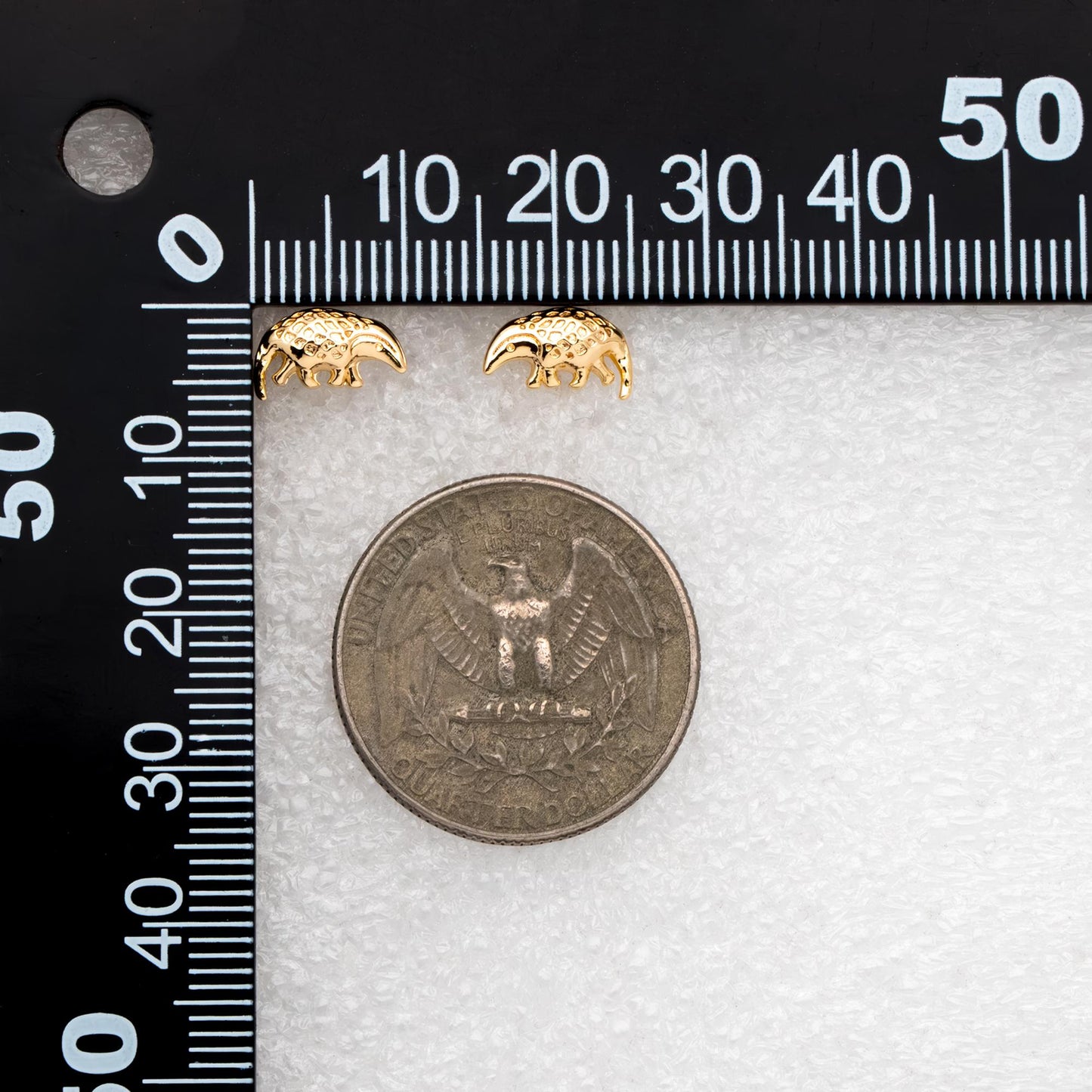 10pcs Gold Pangolin Earrings, 18K Real Gold Plated Brass, Minimalist Animal Stud Earrings (GB-4660)