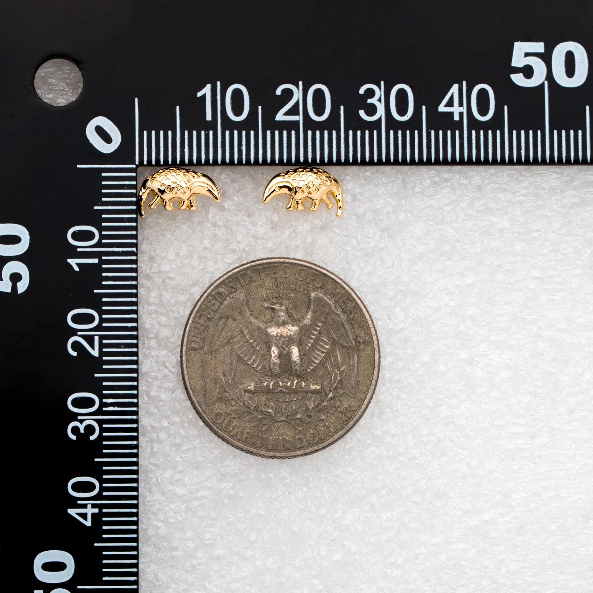 10pcs Gold Pangolin Earrings, 18K Real Gold Plated Brass, Minimalist Animal Stud Earrings (GB-4660)