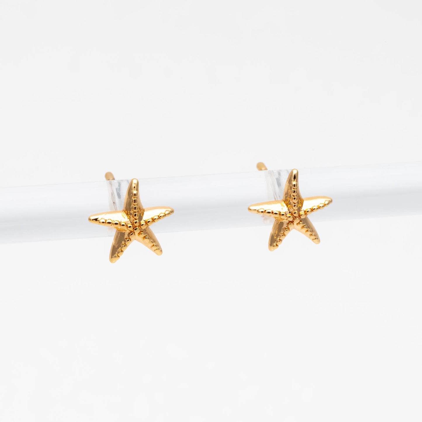 10pcs Gold/ Silver Starfish Ear Post, Real Gold/ Rhodium Plated Brass Star Stud Earrings (#GB-4662)
