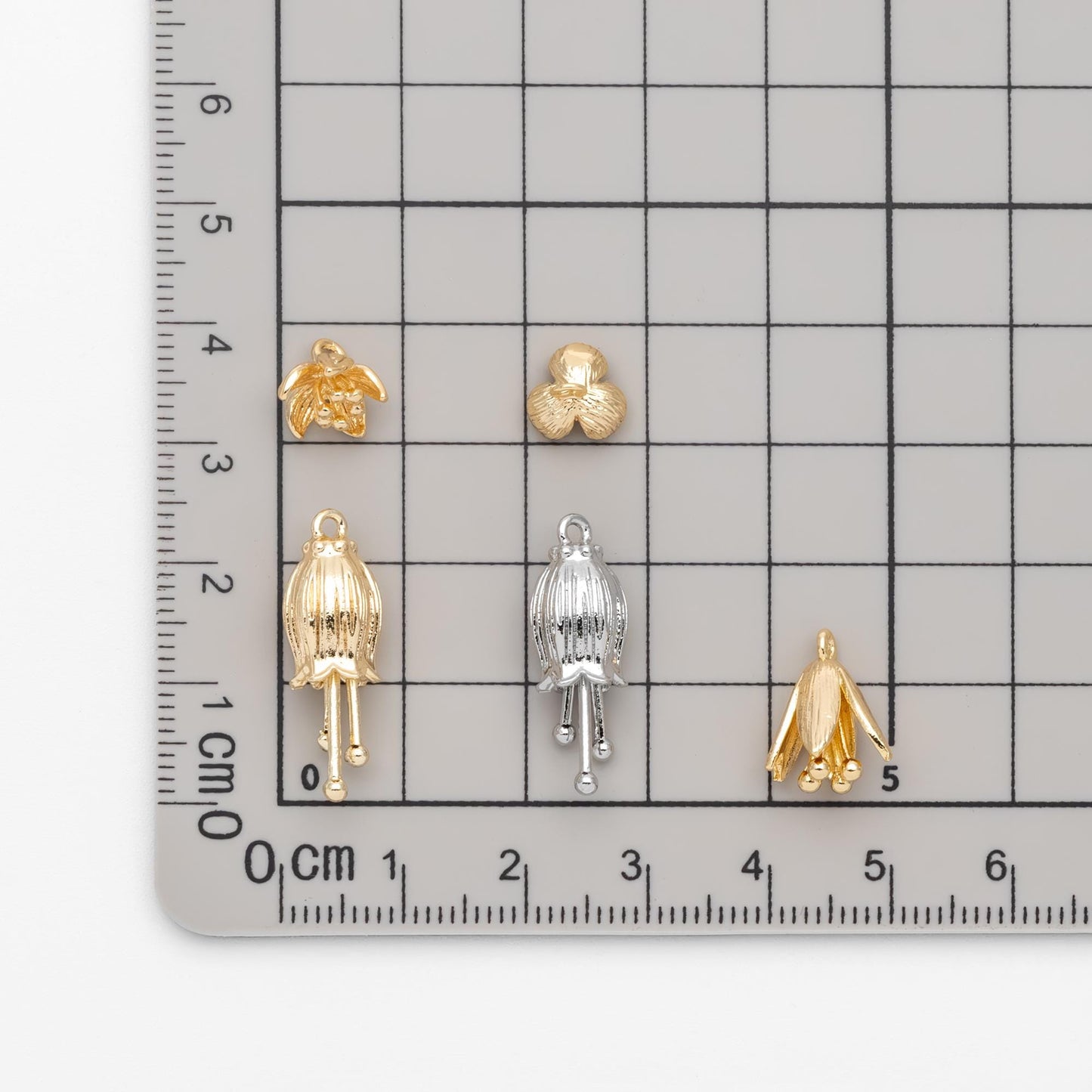 10pcs Gold/ Silver Tone Flower Bud Charms , 18K Gold plated Brass, Dainty Earring Charms (GB-1103)