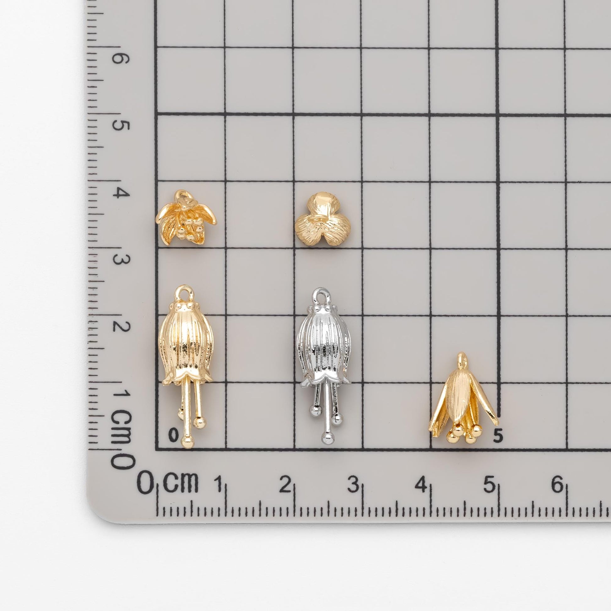 10pcs Gold/ Silver Tone Flower Bud Charms , 18K Gold plated Brass, Dainty Earring Charms (GB-1103)