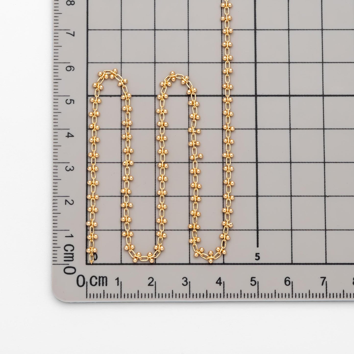 Gold/ Silver Tone Beaded Cable Chains 3.3mm, 18K Gold/ Rhodium plated Brass, Quality Specialty Chain Wholesale (#LK-237)/ 1 Meter=3.3 ft