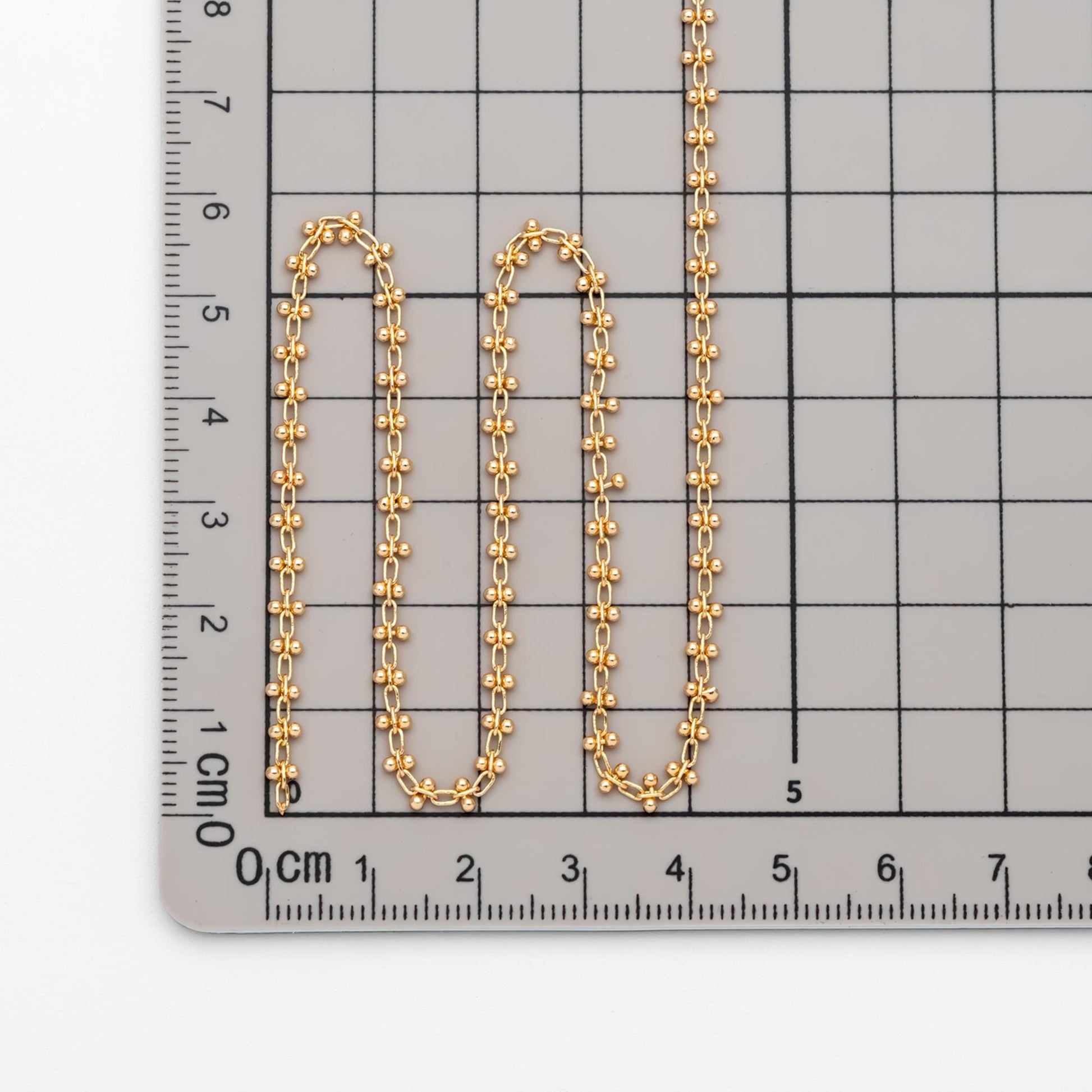 Gold/ Silver Tone Beaded Cable Chains 3.3mm, 18K Gold/ Rhodium plated Brass, Quality Specialty Chain Wholesale (#LK-237)/ 1 Meter=3.3 ft