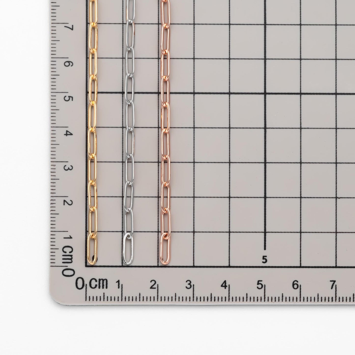 Paperclip Chain Chain, Gold/ Rhodium (silver)/ Rose Gold, Oval Link 3.2x9mm, Long Cable Chain (#LK-272)/ 1 Meter=3.3ft