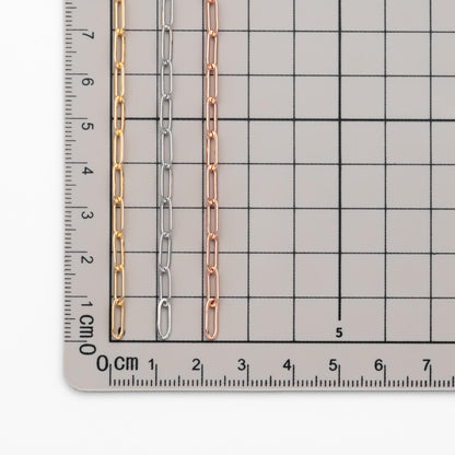 Paperclip Chain Chain, Gold/ Rhodium (silver)/ Rose Gold, Oval Link 3.2x9mm, Long Cable Chain (#LK-272)/ 1 Meter=3.3ft