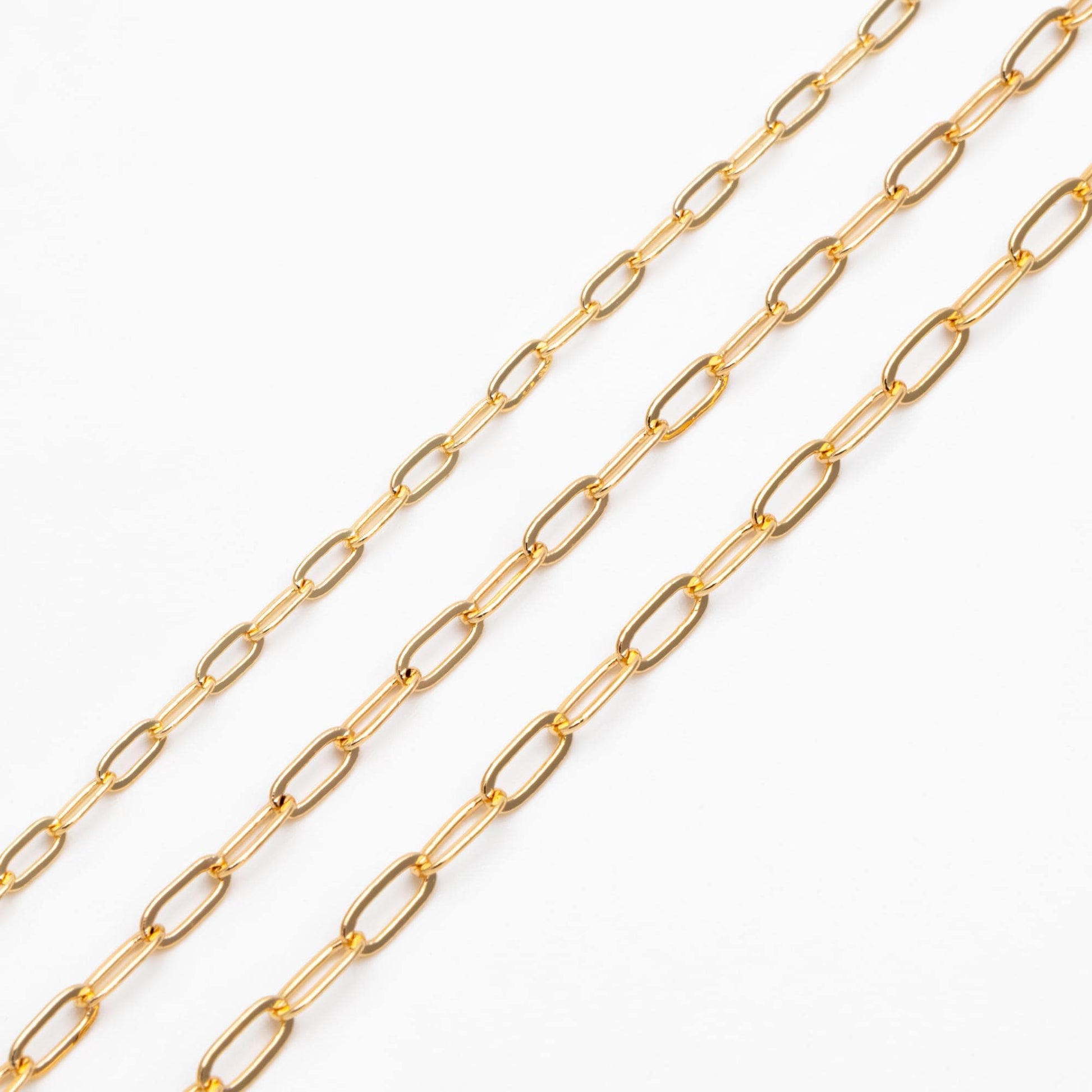 Gold/ Rhodium plated Brass Oval Cable Chains, 2.4/ 2.8/ 3mm Wide, DIY Chain Findings Wholesale (#LK-287)/ 1 Meter=3.3 ft