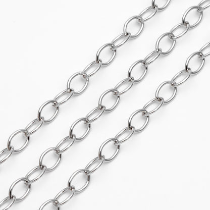 Gold/ Rhodium plated Brass Oval Chains, Link Size 6.3x9mm, Cable Chain Findings Wholesale (#LK-331)/ 1 Meter=3.3 ft
