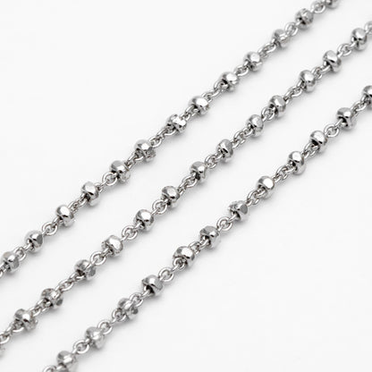 Gold/ Rhodium plated Brass Bead Chains 2.6mm, Dainty Beaded Cable Chain, Necklace Chain Wholesale (#LK-335)/ 1 Meter=3.3 ft