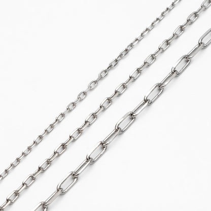 Gold/ Silver Oval Link Chains 1.6/ 2/ 2.4/ 2.8mm, 18K Gold/ Rhodium plated Brass, Craft Supplies, Jewelry Supplies(#LK-346)/ 1 Meter=3.3 ft