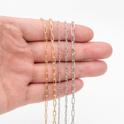 Gold/ Silver Oval Link Chains 1.6/ 2/ 2.4/ 2.8mm, 18K Gold/ Rhodium plated Brass, Craft Supplies, Jewelry Supplies(#LK-346)/ 1 Meter=3.3 ft