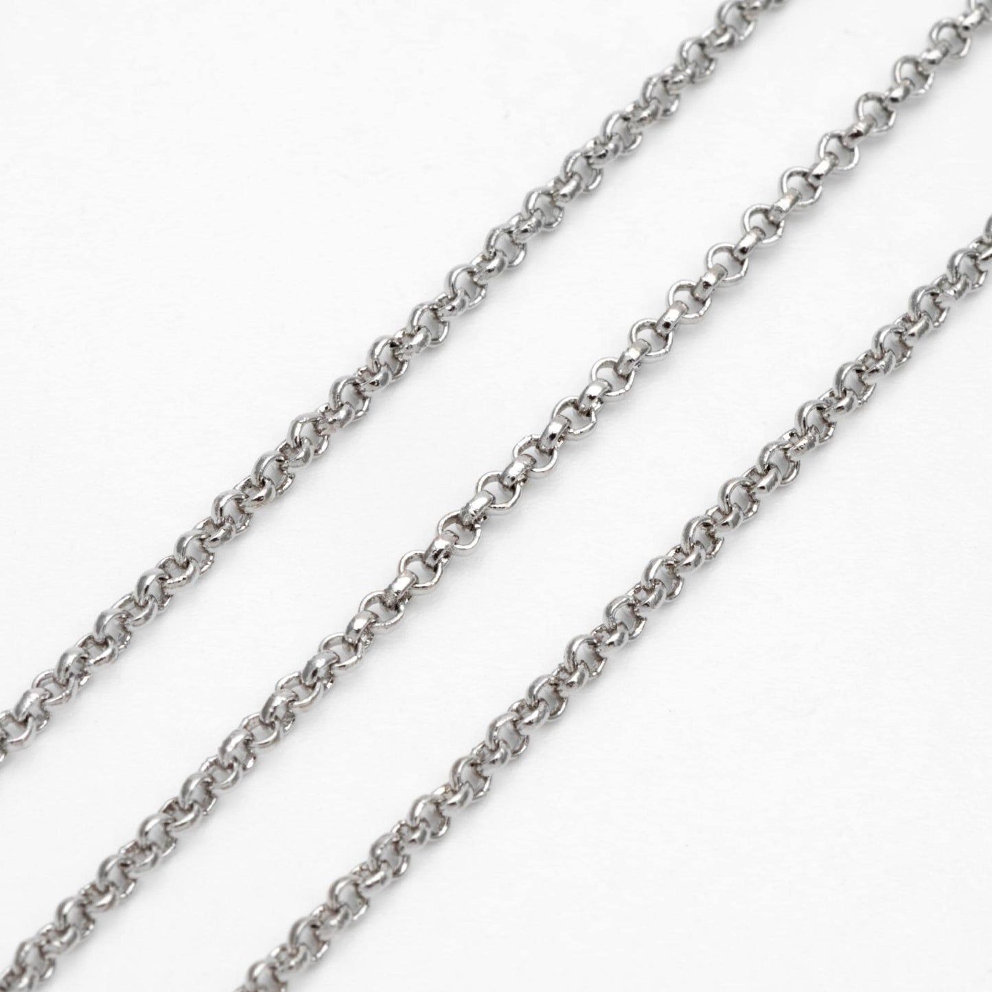 Gold/ Rhodium Plated Brass Chains 1.6mm, Round Cable Linked Chains, DIY Chain Wholesale (#LK-347)/ 1 Meter=3.3 ft