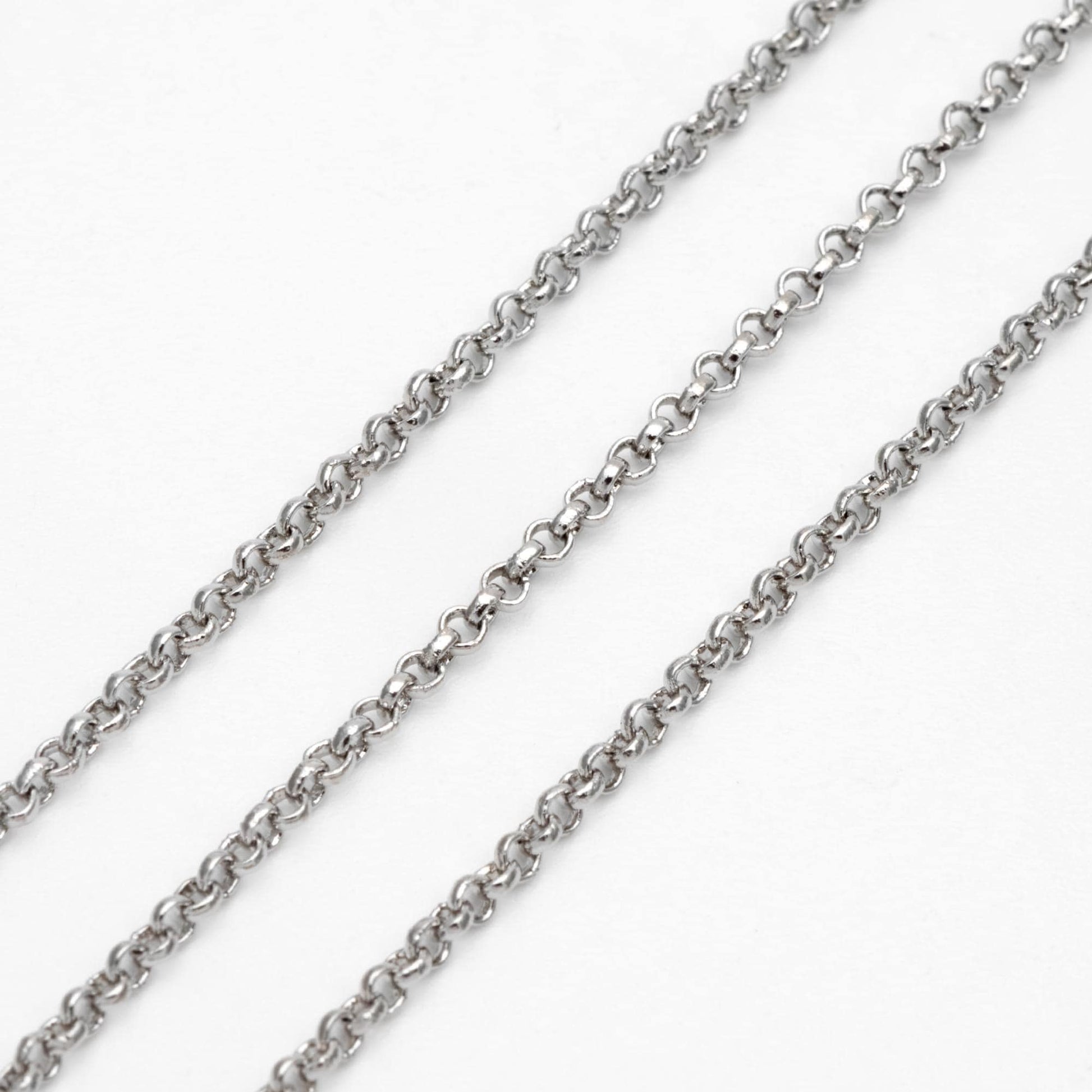 Gold/ Rhodium Plated Brass Chains 1.6mm, Round Cable Linked Chains, DIY Chain Wholesale (#LK-347)/ 1 Meter=3.3 ft