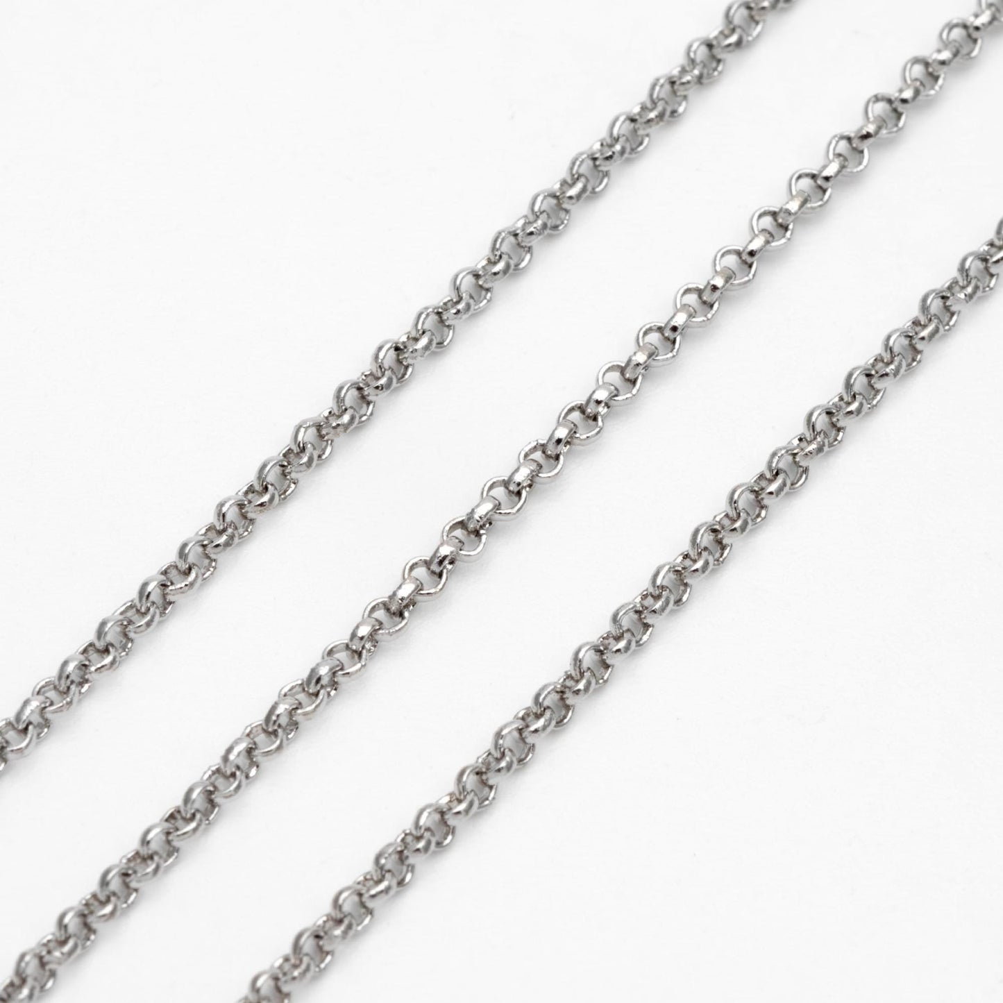 Gold/ Rhodium Plated Brass Chains 1.6mm, Round Cable Linked Chains, DIY Chain Wholesale (#LK-347)/ 1 Meter=3.3 ft