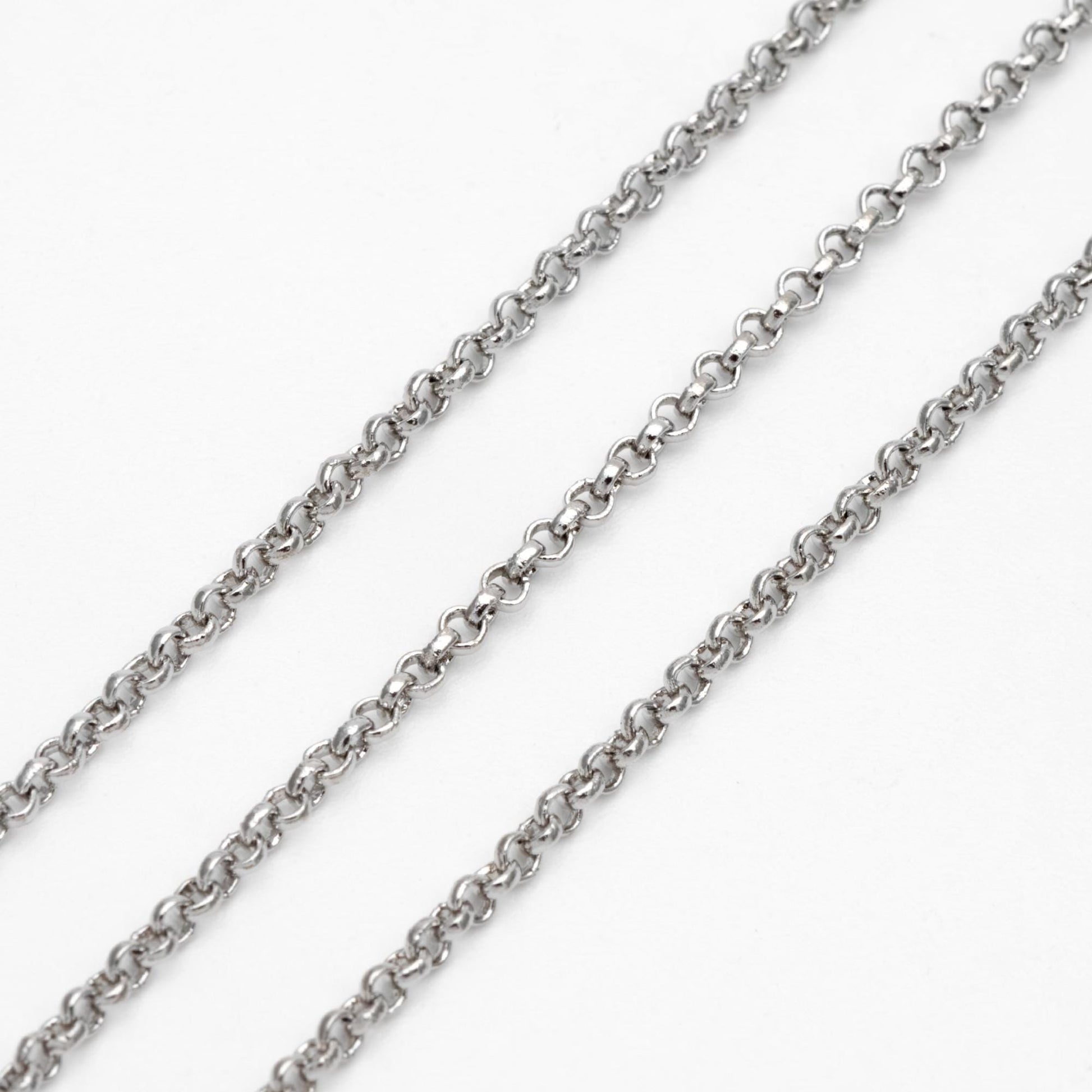 Gold/ Rhodium Plated Brass Chains 1.6mm, Round Cable Linked Chains, DIY Chain Wholesale (#LK-347)/ 1 Meter=3.3 ft