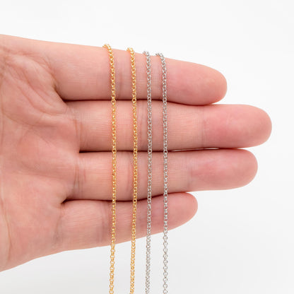 Gold/ Rhodium Plated Brass Chains 1.6mm, Round Cable Linked Chains, DIY Chain Wholesale (#LK-347)/ 1 Meter=3.3 ft