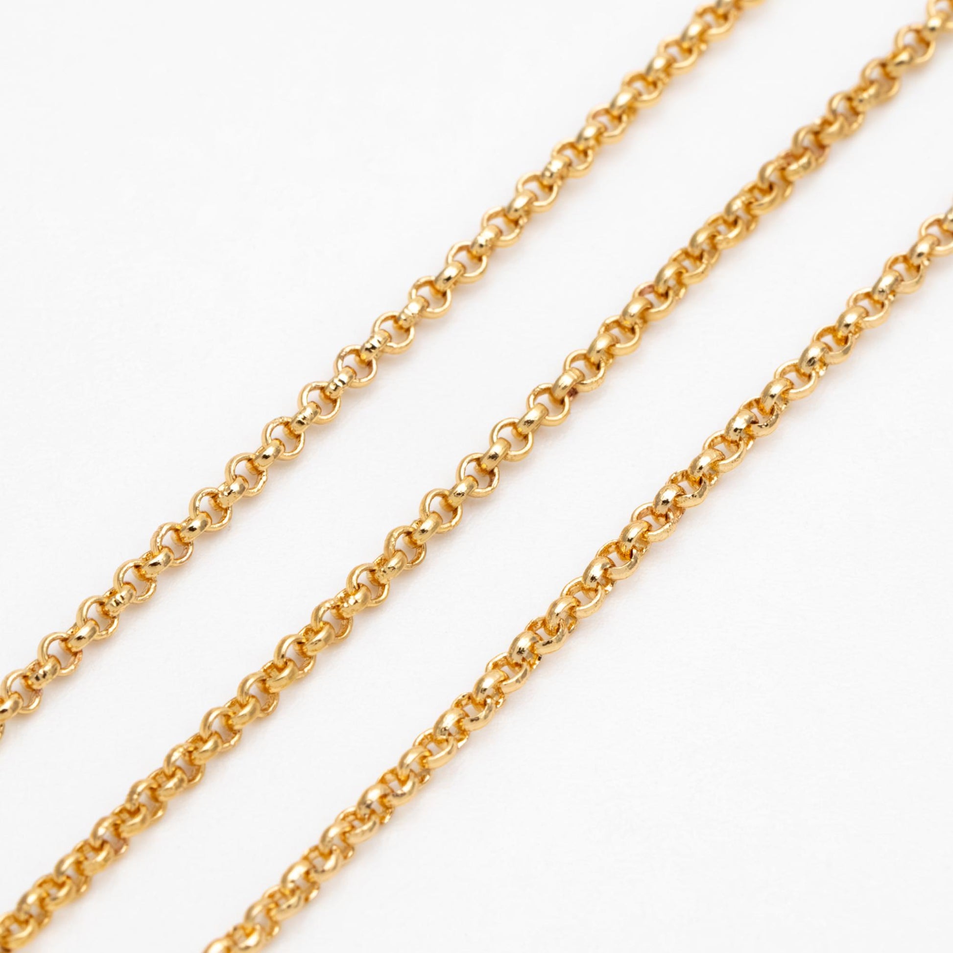 Gold/ Rhodium Plated Brass Chains 1.6mm, Round Cable Linked Chains, DIY Chain Wholesale (#LK-347)/ 1 Meter=3.3 ft