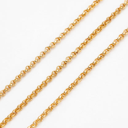 Gold/ Rhodium Plated Brass Chains 1.6mm, Round Cable Linked Chains, DIY Chain Wholesale (#LK-347)/ 1 Meter=3.3 ft