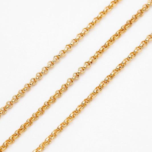 Gold/ Rhodium Plated Brass Chains 1.6mm, Round Cable Linked Chains, DIY Chain Wholesale (#LK-347)/ 1 Meter=3.3 ft