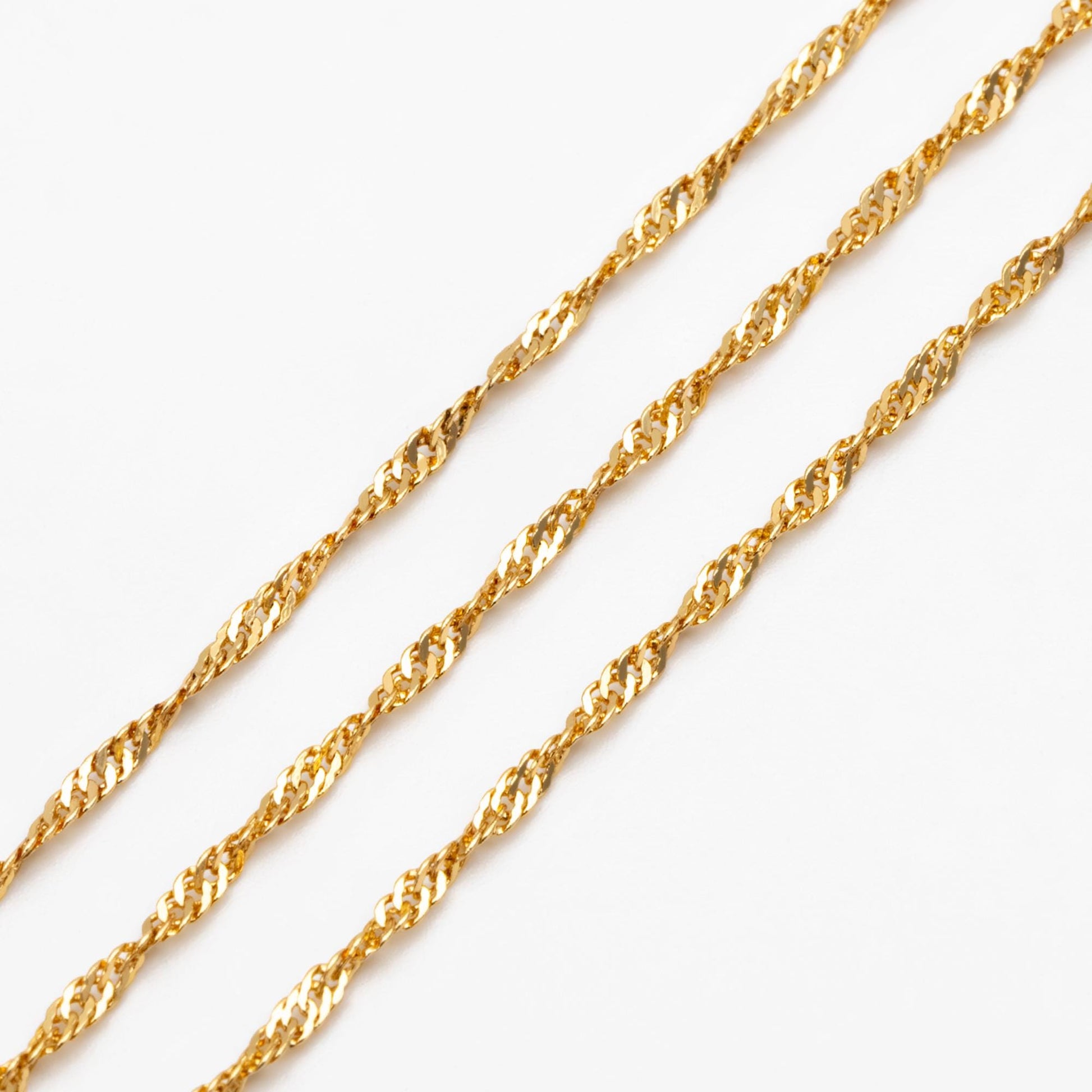 Gold/ Silver/ Rose Gold Twisted Chains 1.8mm, Flat Curb Chain Findings (#LK-427)/ 1 Meter=3.3 ft
