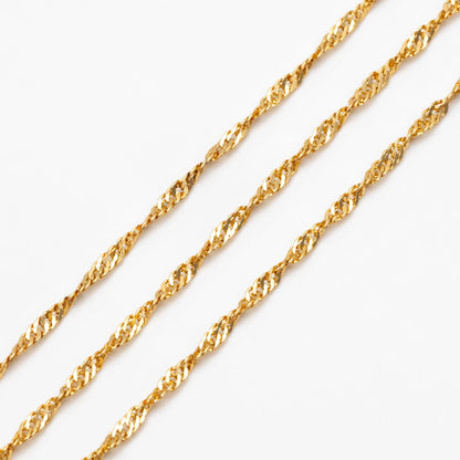 Gold/ Silver/ Rose Gold Twisted Chains 1.8mm, Flat Curb Chain Findings (#LK-427)/ 1 Meter=3.3 ft