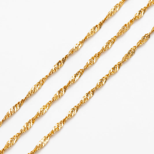 Gold/ Silver/ Rose Gold Twisted Chains 1.8mm, Flat Curb Chain Findings (#LK-427)/ 1 Meter=3.3 ft