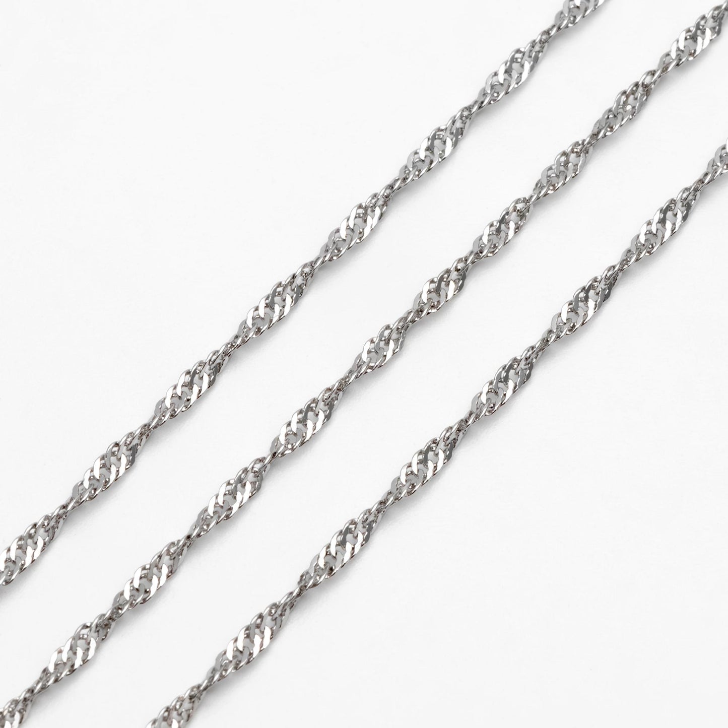 Gold/ Silver/ Rose Gold Twisted Chains 1.8mm, Flat Curb Chain Findings (#LK-427)/ 1 Meter=3.3 ft