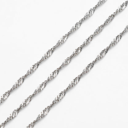 Gold/ Silver/ Rose Gold Twisted Chains 1.8mm, Flat Curb Chain Findings (#LK-427)/ 1 Meter=3.3 ft