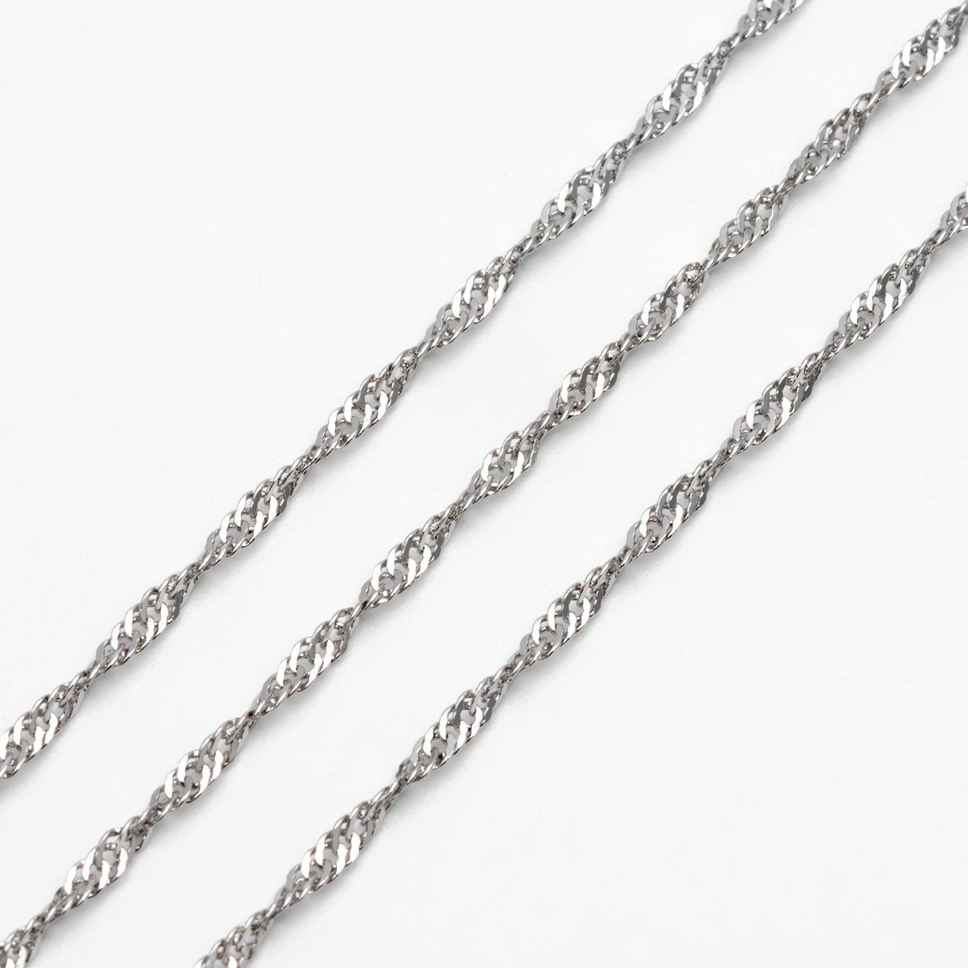 Gold/ Silver/ Rose Gold Twisted Chains 1.8mm, Flat Curb Chain Findings (#LK-427)/ 1 Meter=3.3 ft